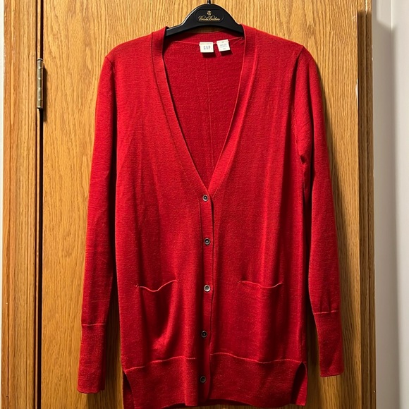 GAP Sweaters Gap Merino Wool Red Boyfriend Cardigan Xs Poshmark